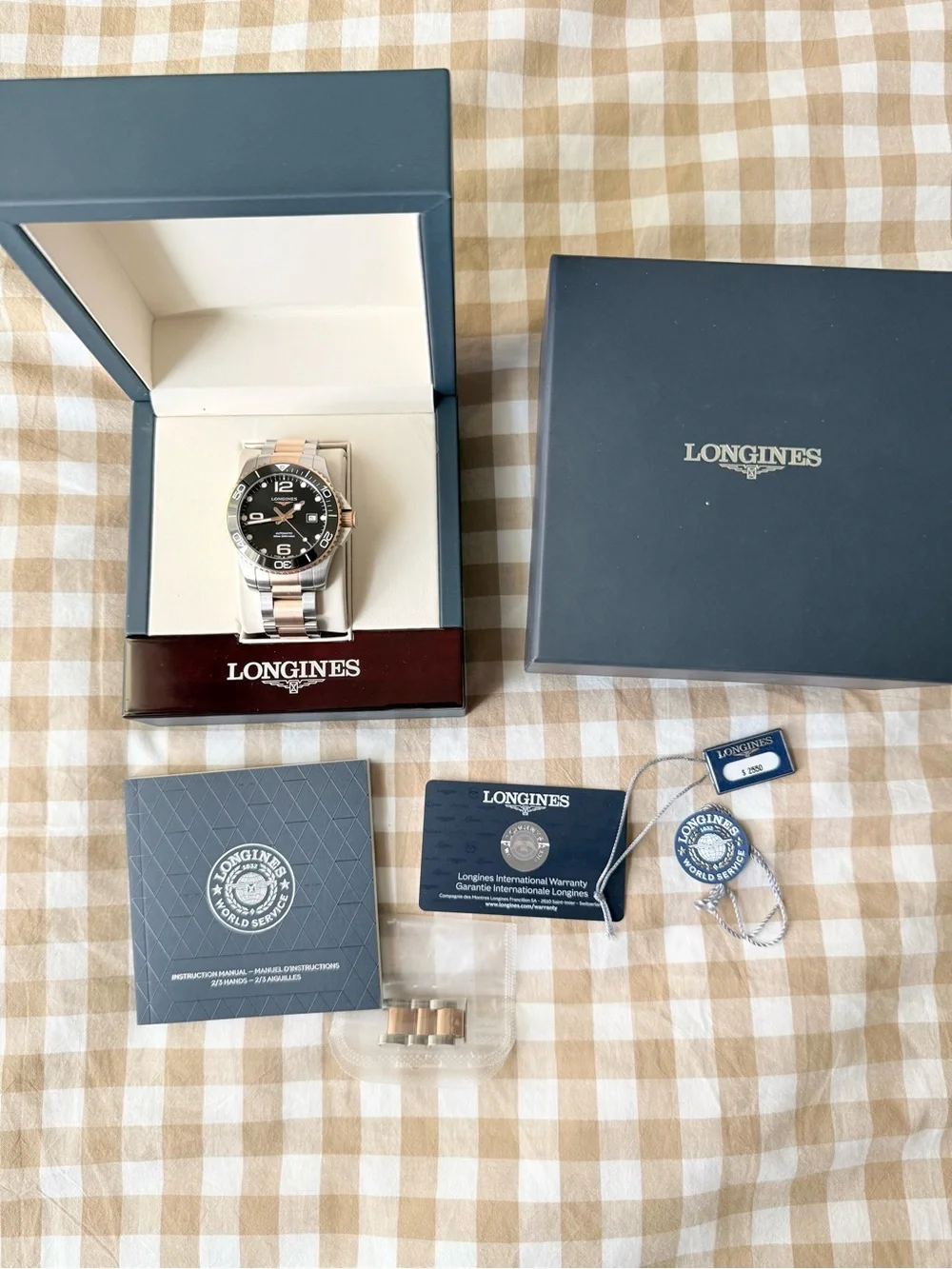 🥝Longines HydroConquest 43mm Two-Tone Black/Gold (Ref. L3.782.3.56.7) - Full Set